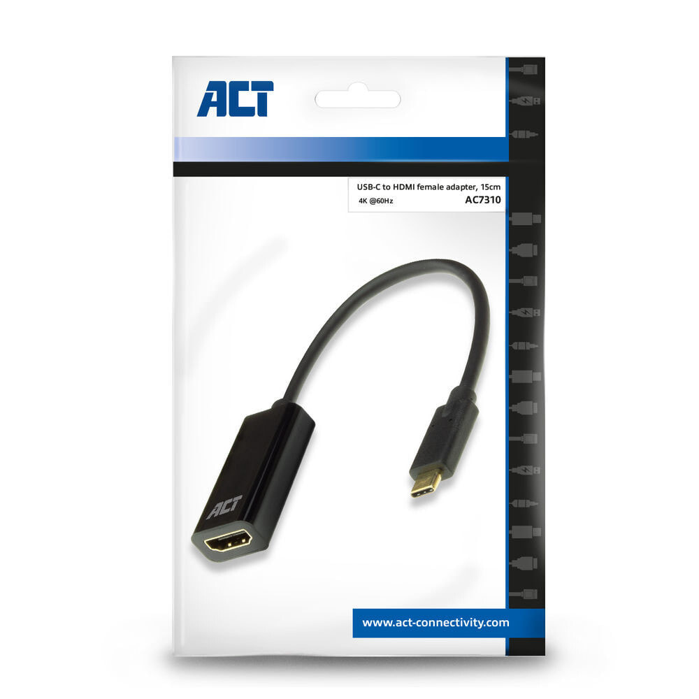 ACT AC7310 видео кабель адаптер 0,15 m USB Type-C HDMI Тип A (Стандарт) Черный