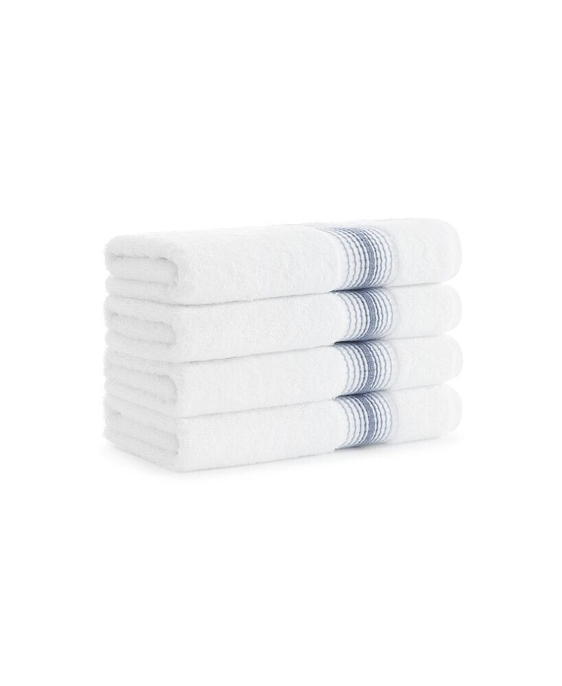 Aston and Arden white Turkish Luxury Striped Hand Towels for Bathroom 600 GSM, 18x32 in., 4-Pack , Super Soft Absorbent Hand Towels