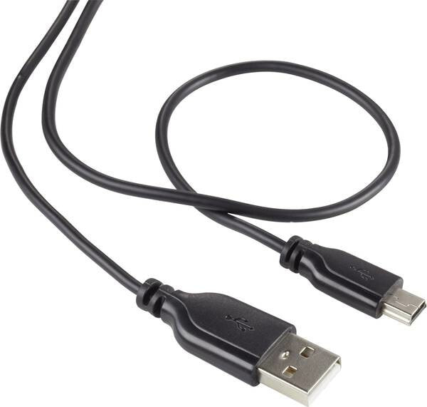 Renkforce RF-4080792 - 1 m - USB A - Mini-USB B - USB 2.0 - 480 Mbit/s - Black