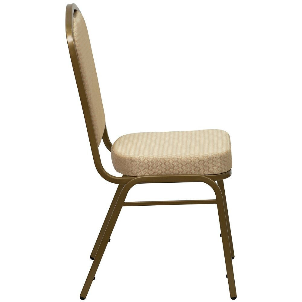 Flash Furniture hercules Series Crown Back Stacking Banquet Chair In Beige Patterned Fabric - Gold Frame