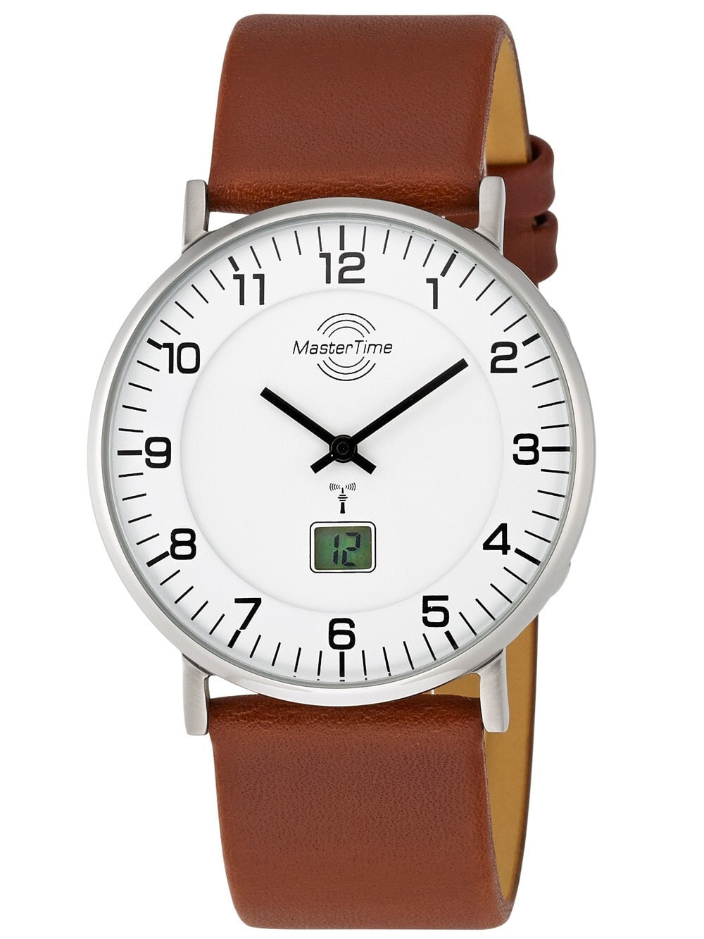 Мужские наручные часы с коричневым кожаным ремешком Master Time MTGS-10561-12L Radio Controlled Advanced Series Mens 42mm 5ATM