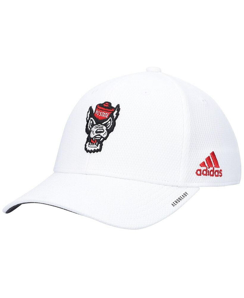 adidas men's White NC State Wolfpack 2021 Sideline Coaches AEROREADY Flex Hat