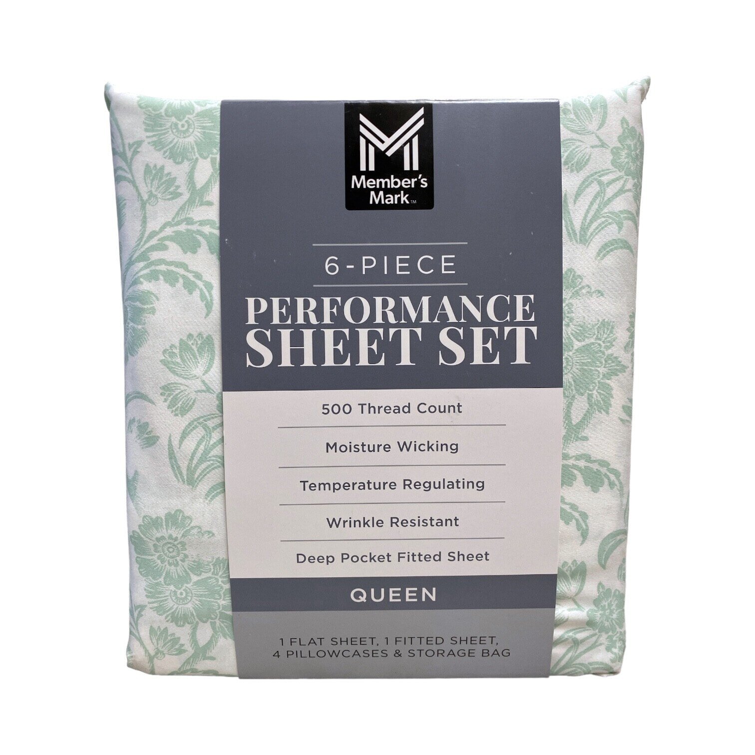 Member's Mark 500 Thread-Count Performance Solid Sheet Set, 6 Piece