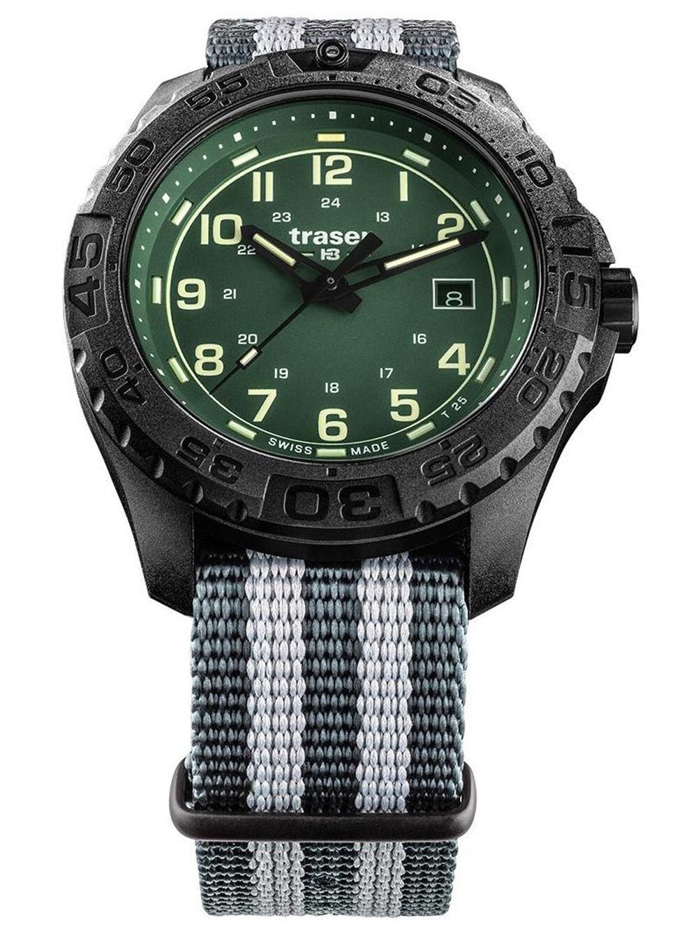 Мужские наручные часы с серым текстильным ремешком Traser H3 109039 P96 OdP Evolution green Mens 44mm 20ATM