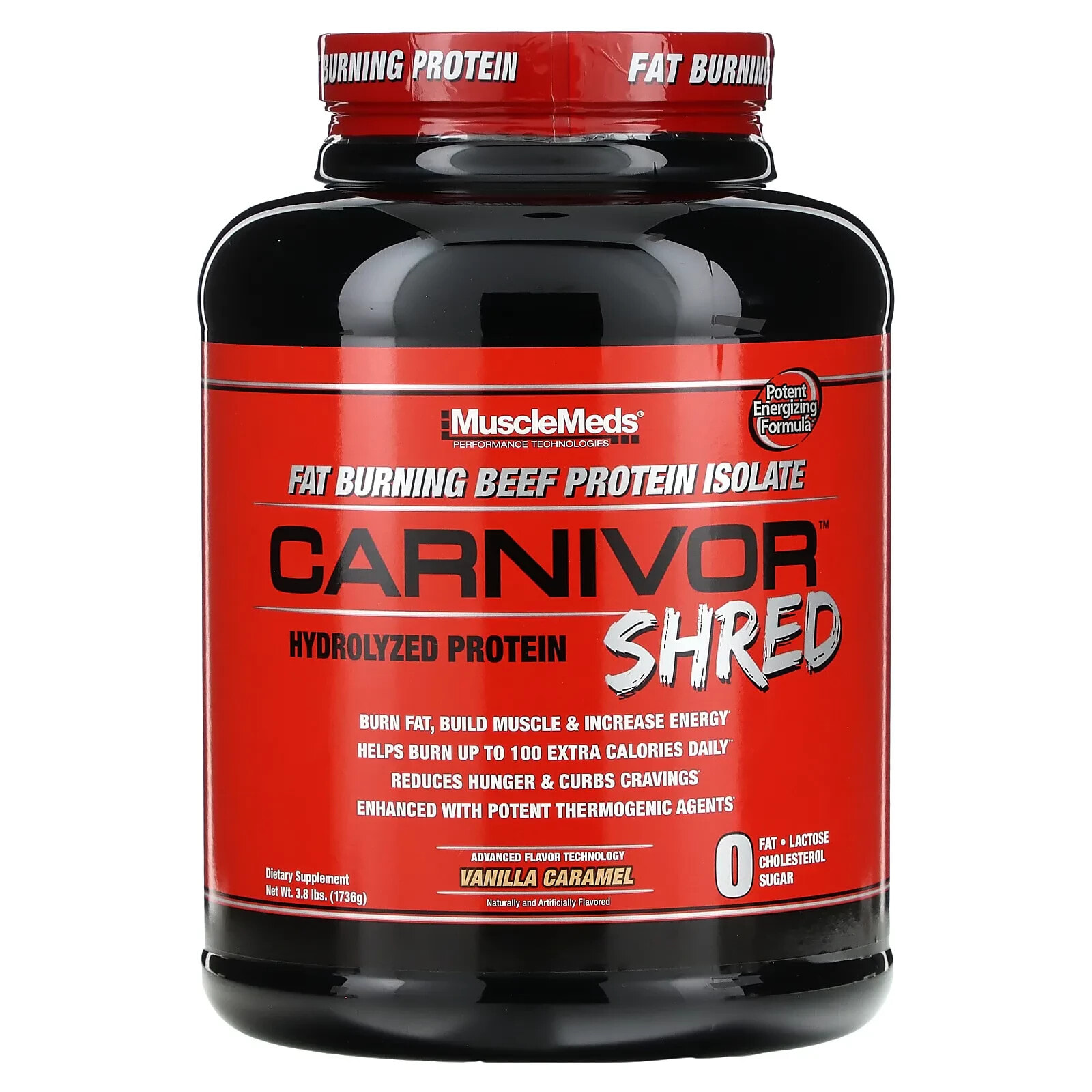 MuscleMeds, Carnivor Shred, Hydrolyzed Protein, Vanilla Caramel, 3.8 lbs (1,736 g)