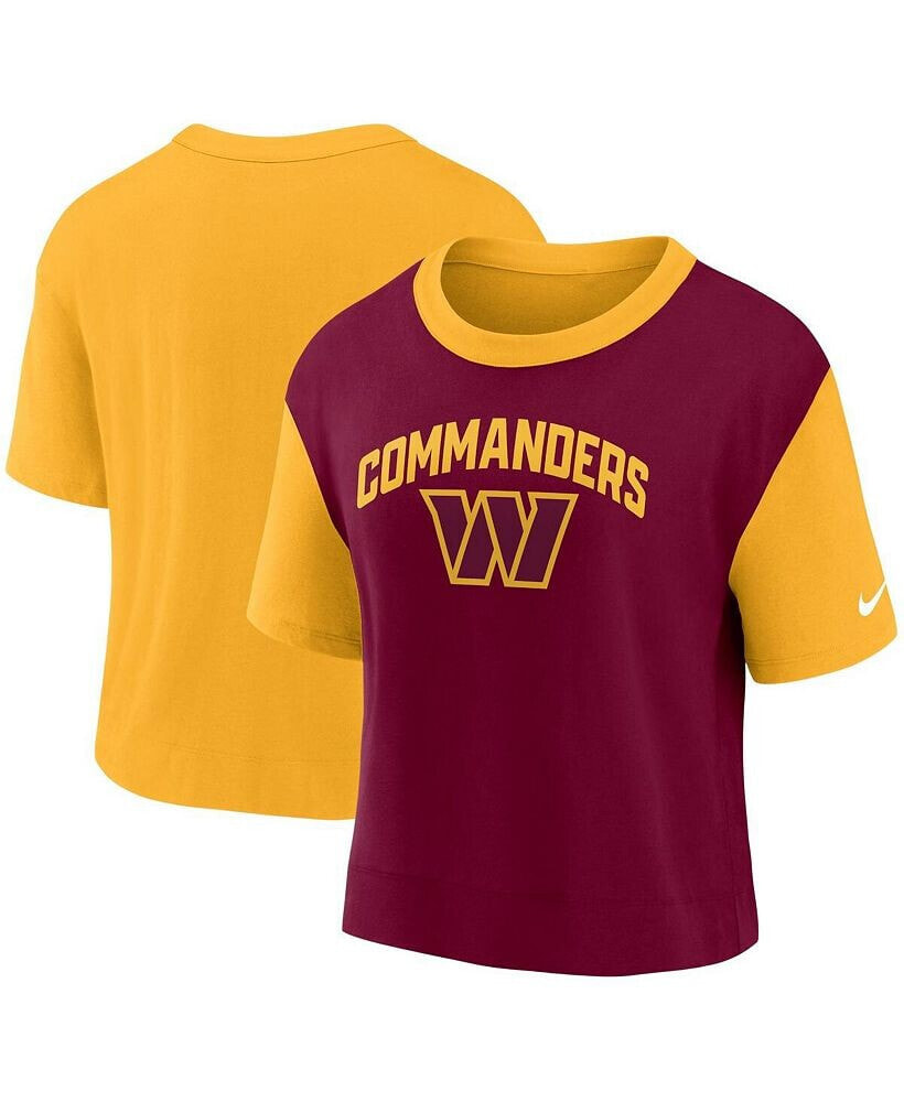 Nike women's Gold, Burgundy Washington Commanders High Hip Fashion T-shirt