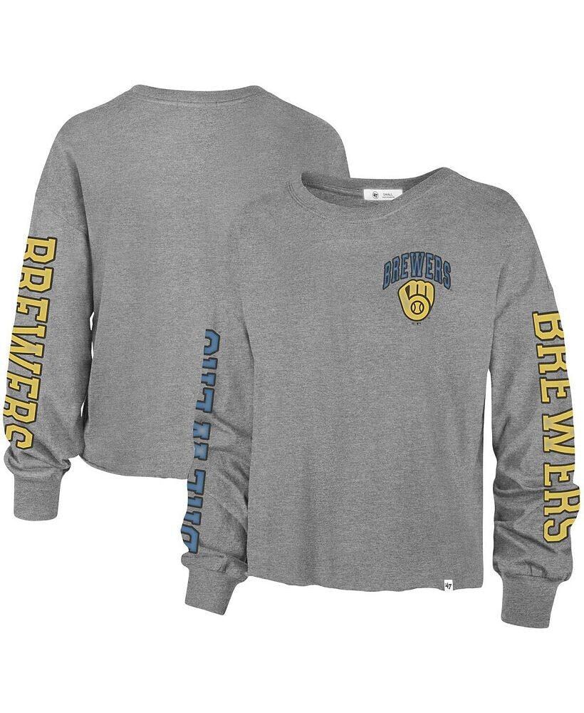 Women's '47 Heathered Gray Milwaukee Brewers Ultra Max Parkway Long Sleeve T-shirt