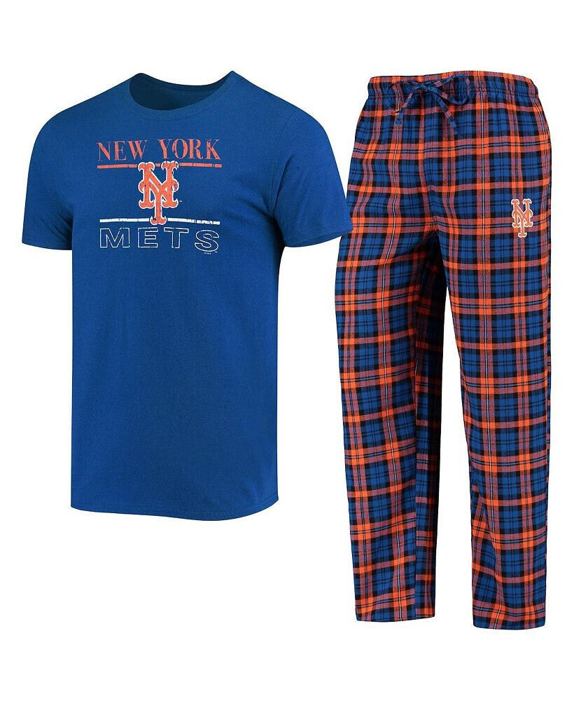 Concepts Sport men's Royal, Orange New York Mets Lodge T-shirt and Pants Sleep Set