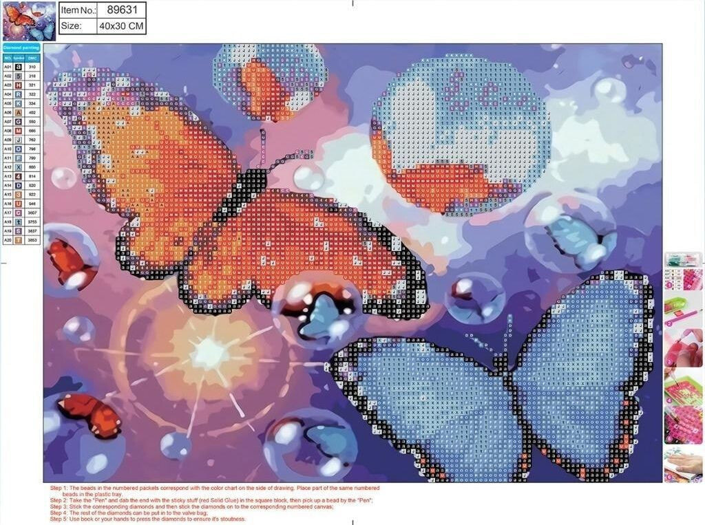 Мозаика для детей Centrum Mozaika diamentowa 5D 30x40cm Butterflies 89631
