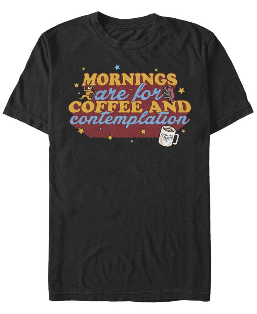 Fifth Sun stranger Things Men's Coffee and Contemplation Typographic Short Sleeve T-Shirt