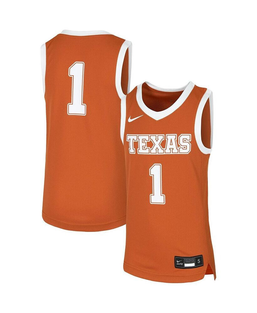 Nike big Boys #1 Orange Texas Longhorns Replica Team Basketball Jersey