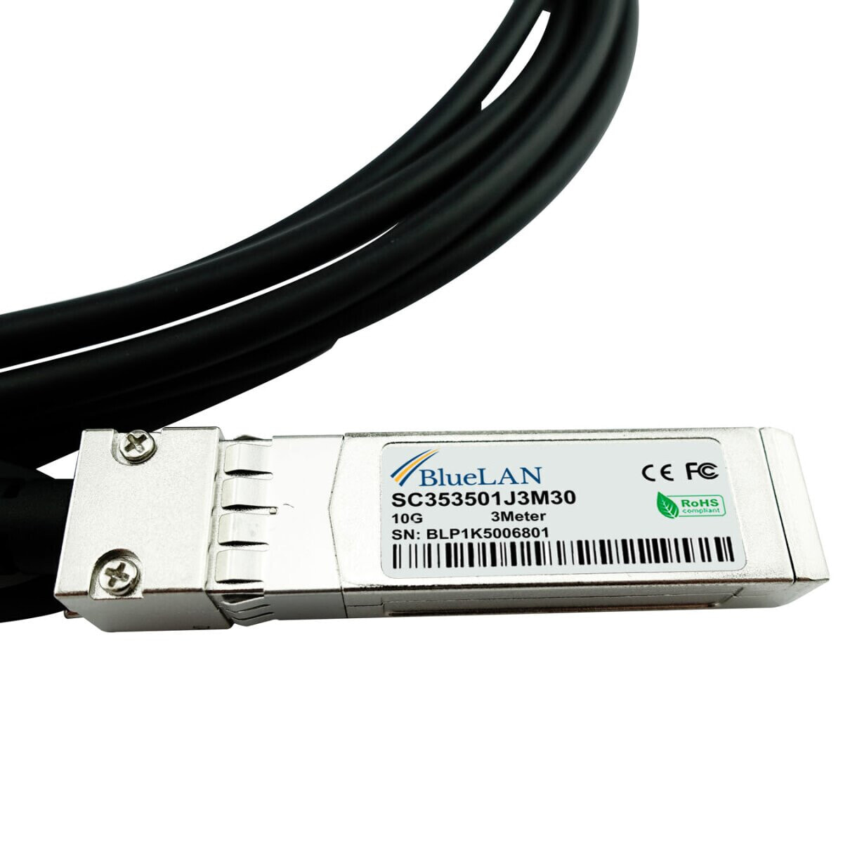 BlueOptics SFP-STACK-10-BL - 10 m - SFP+ - SFP+ - Male/Male - Black - 10 Gbit/s