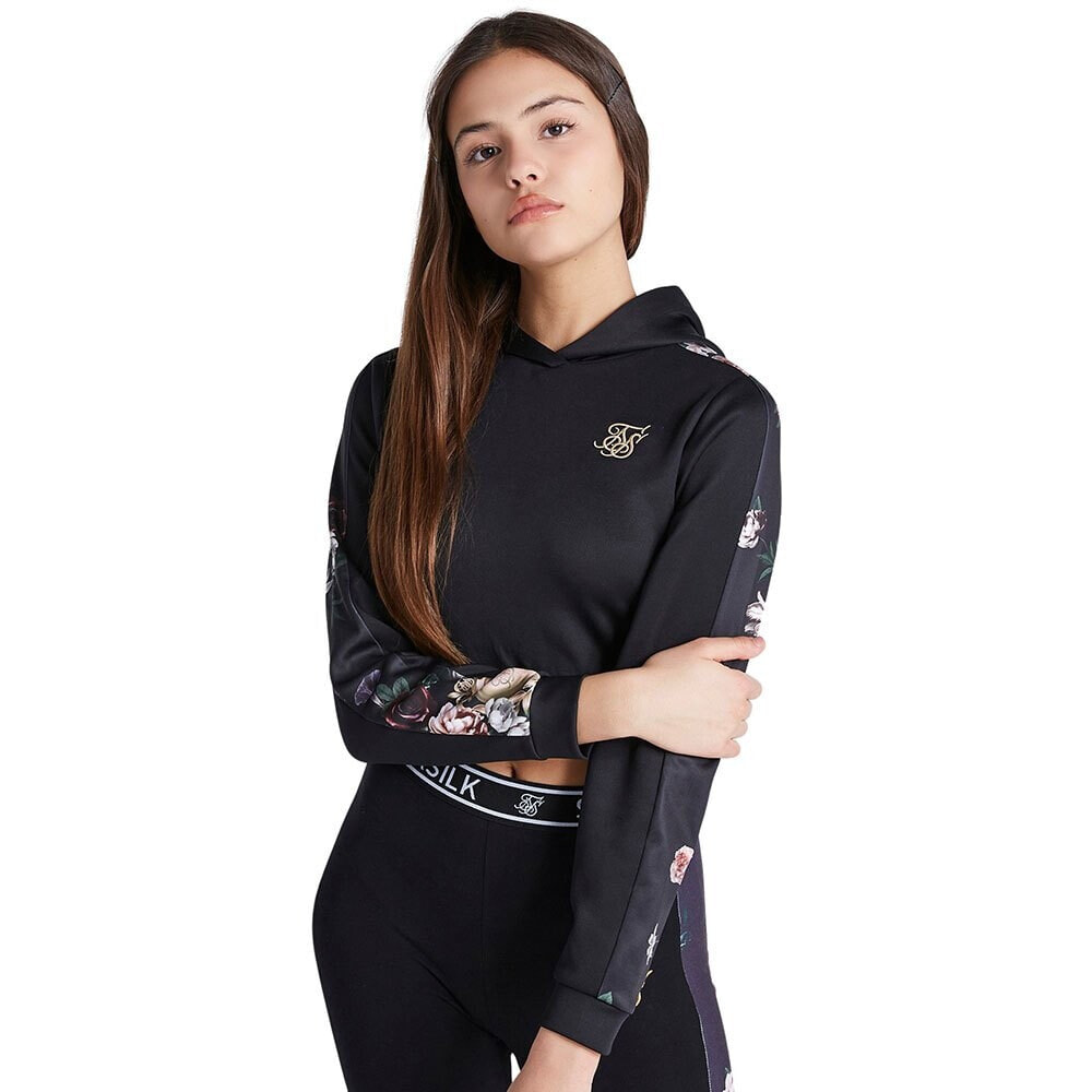 SIKSILK Foral Panel Cropped Hoodie