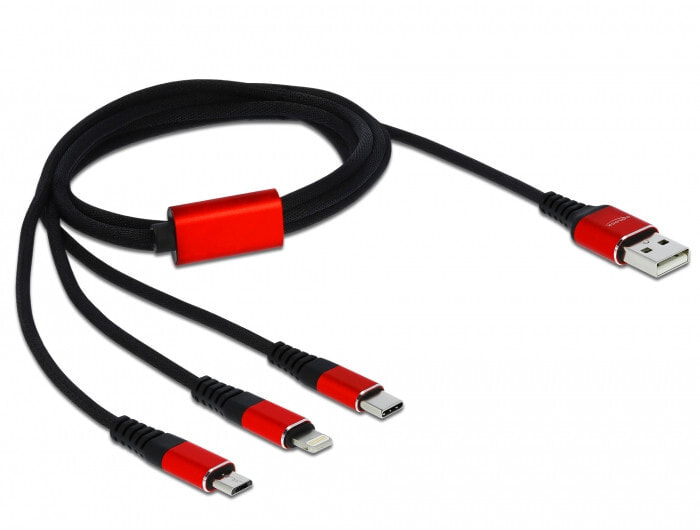 DeLOCK 85892 USB кабель 1 m 2.0 USB A USB C/Micro-USB B/Lightning Черный, Красный