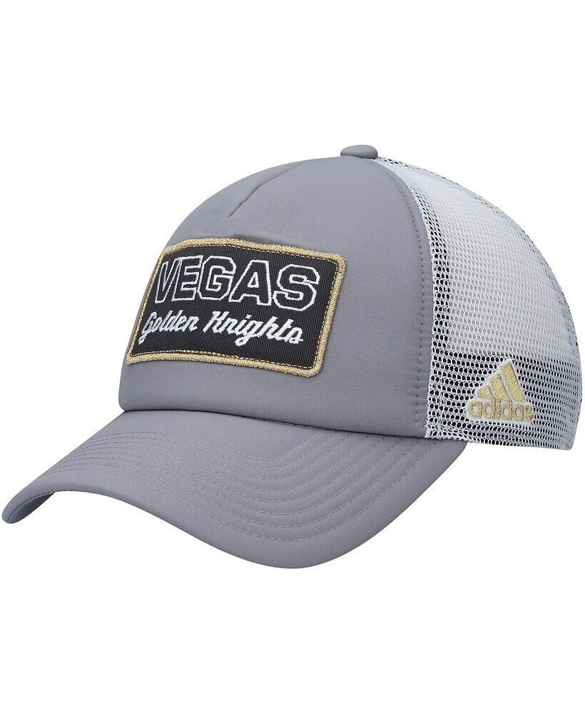 adidas men's Gray, White Vegas Golden Knights Locker Room Foam Trucker Snapback Hat