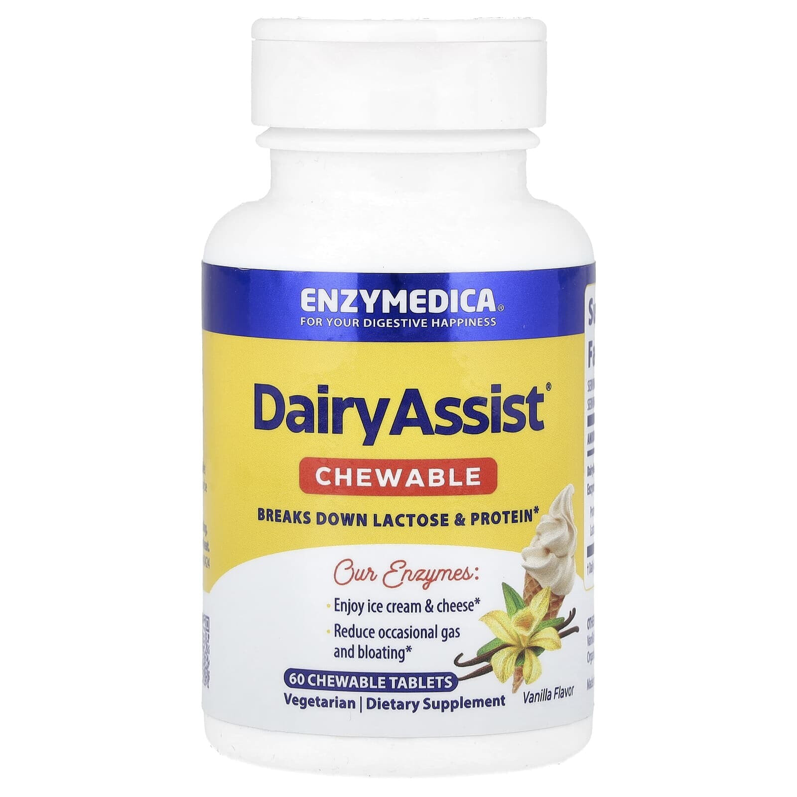 DairyAssist® Chewable, Vanilla, 60 Chewable Tablets