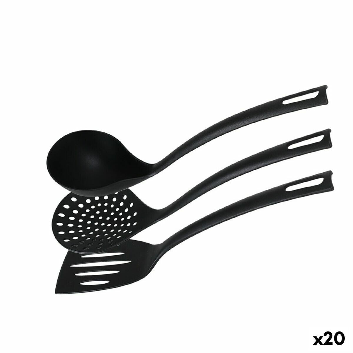 Set of Kitchen Utensils Quttin Nylon Black 3 Pieces (20 Units)