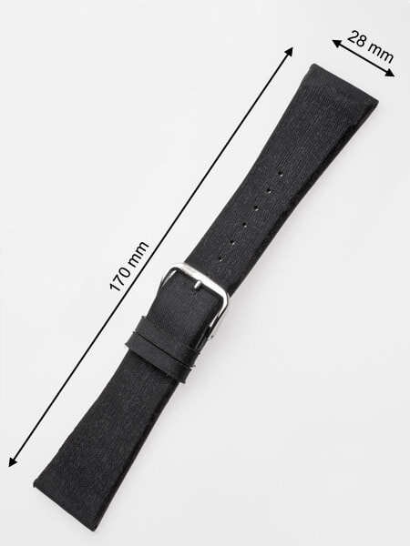 Ремешок или браслет для часов Perigaum Textile-leather-strap 28 x 170 mm Black Silver Clasp