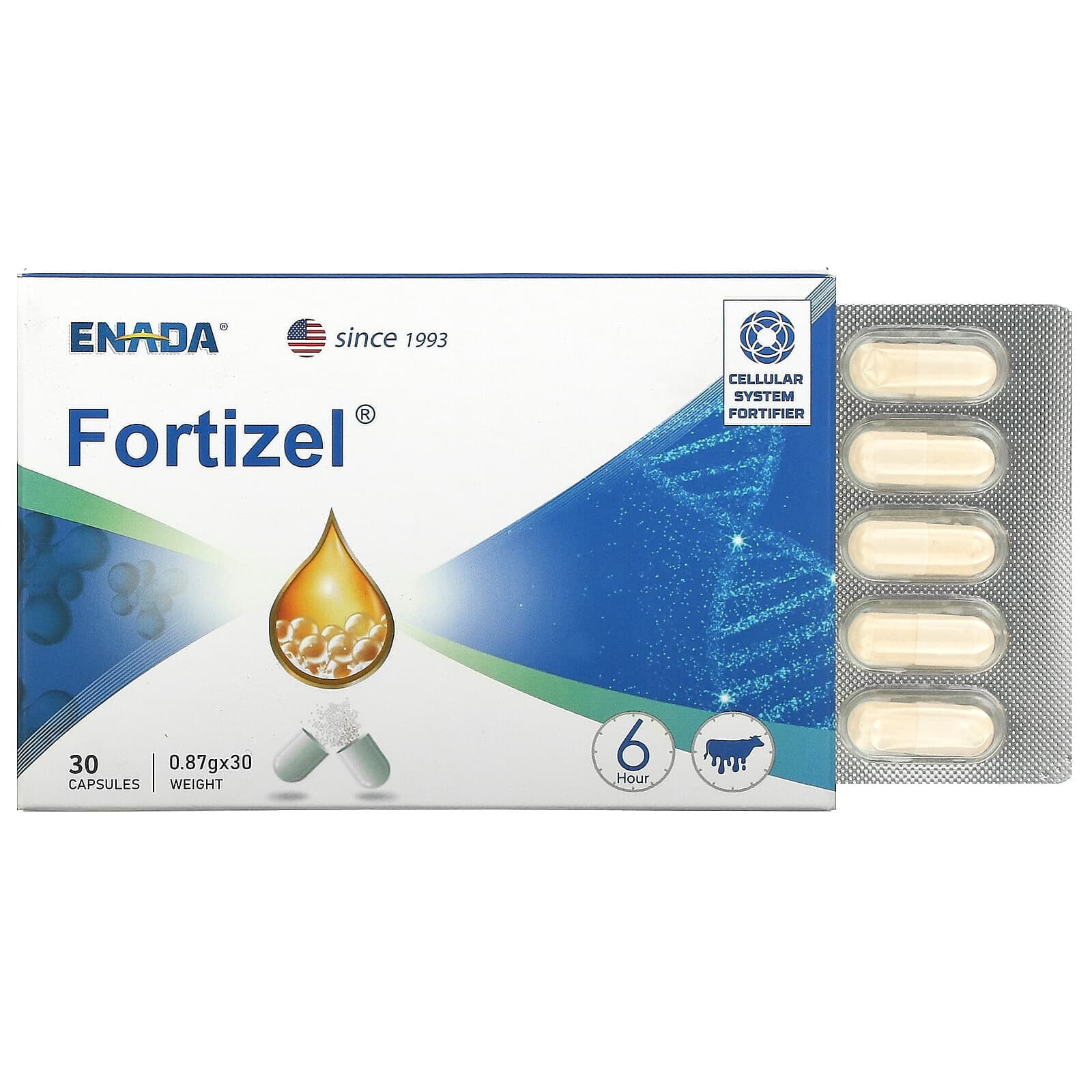 ЭНАДА, Fortizel, укрепляющее средство для клеточной системы, 30 капсул