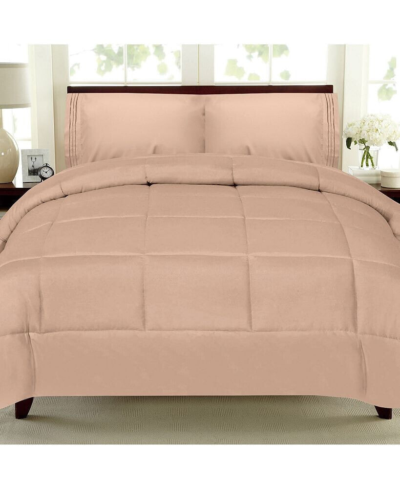 Sweet Home Collection solid Color Box Stitch Down Alternative Twin Comforter