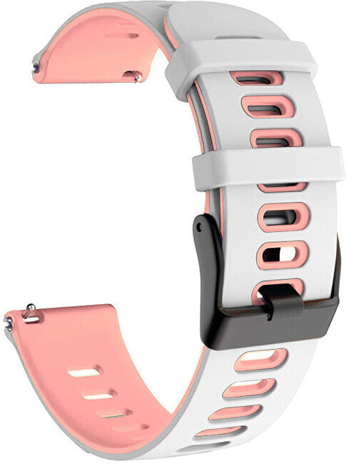 Silikonový řemínek pro Garmin 20 mm - White/Pink