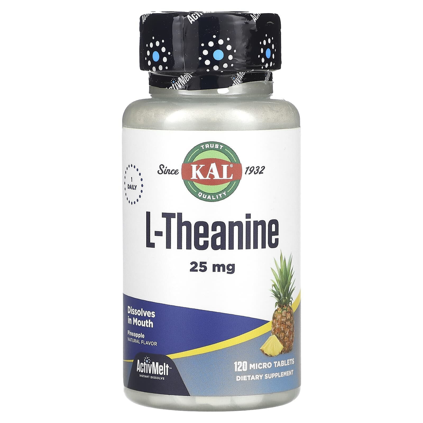 КАЛ, L-теанин, ActivMelt, ананасовая мечта, 25 мг, 120 микротаблеток (Товар снят с продажи) 