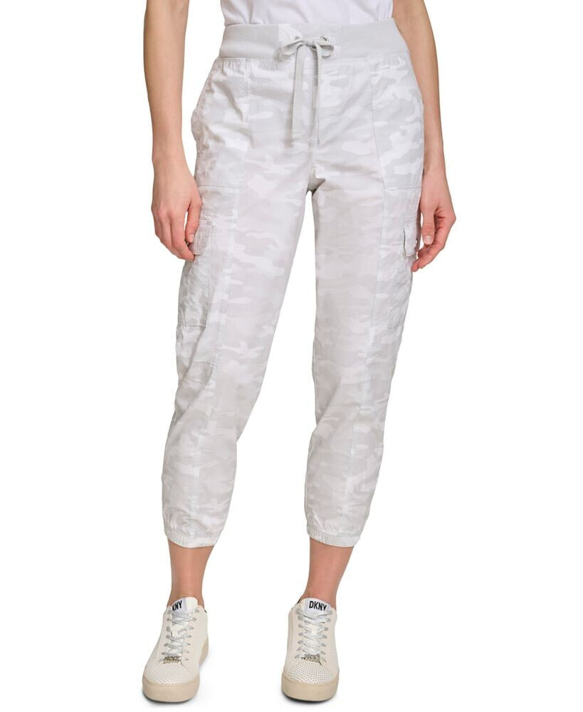 DKNY women's Cotton Drawstring Cargo Joggers