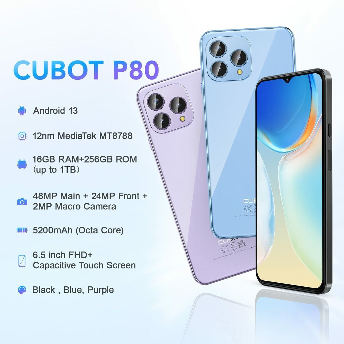 Смартфоны Cubot P80 8 GB RAM 6,6