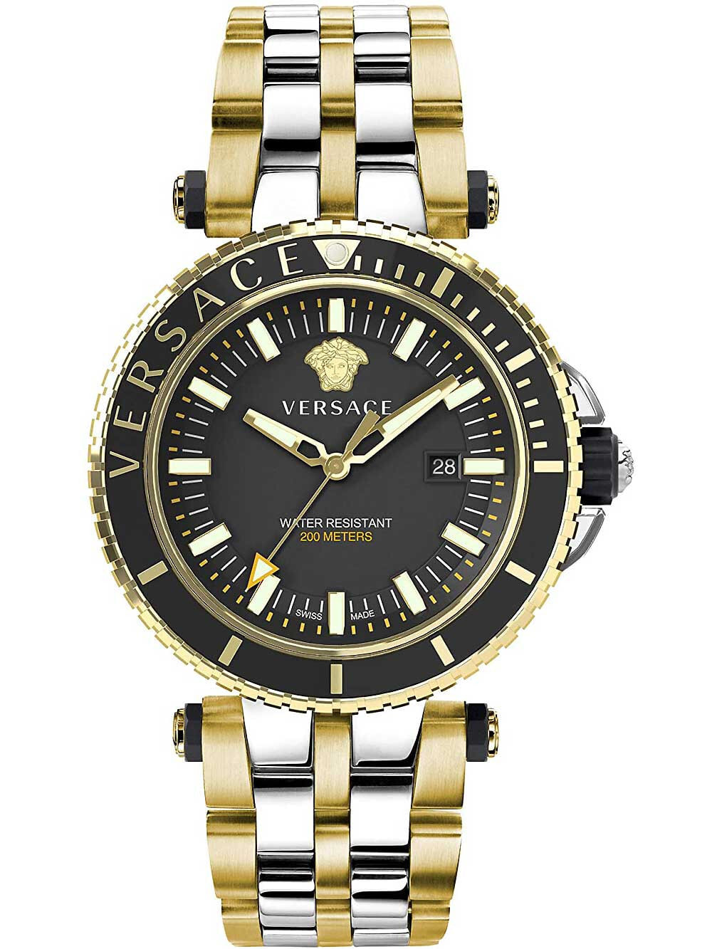 Мужские наручные часы с золотистым браслетом Versace VEAK00518 V-Race mens 46mm 5ATM