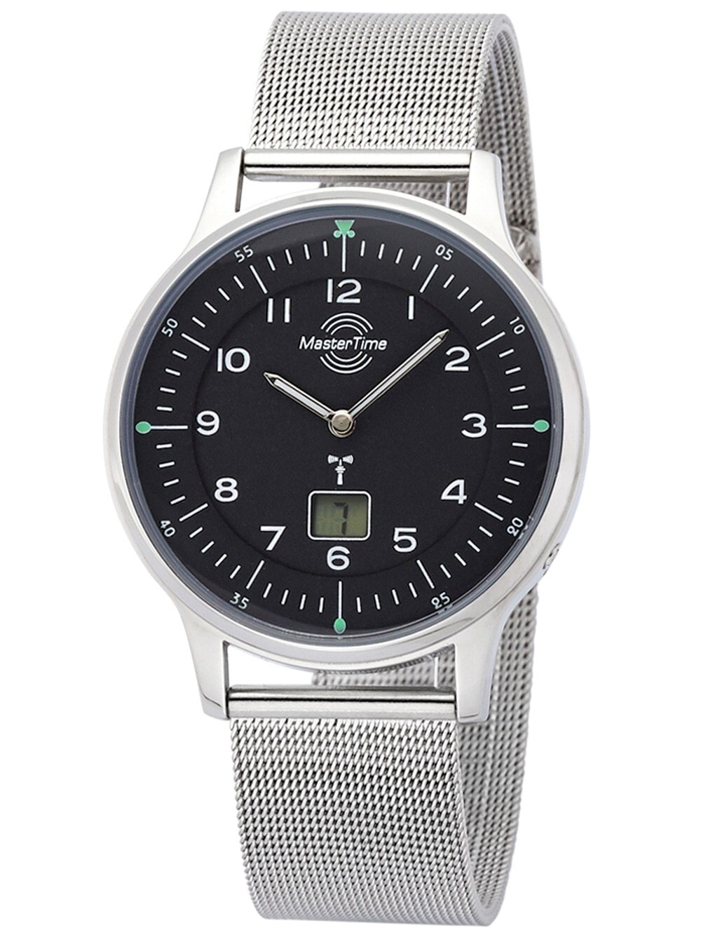 Мужские наручные часы с серебряным браслетом Master Time MTGS-10656-61M Radio Controlled Slim II Series Mens 42mm 5ATM