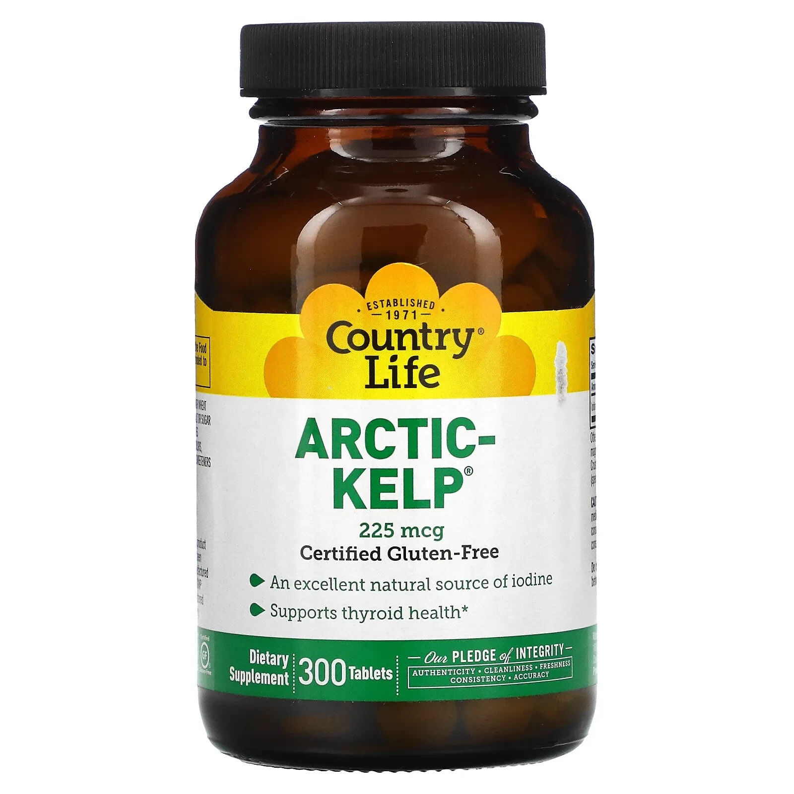Кантри Лайф, Arctic-Kelp, арктические бурые водоросли, 225 мкг, 300 таблеток
