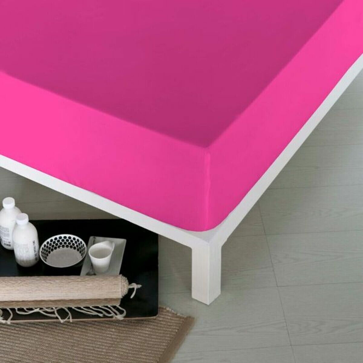 Fitted bottom sheet Naturals Fuchsia (Bed 90)