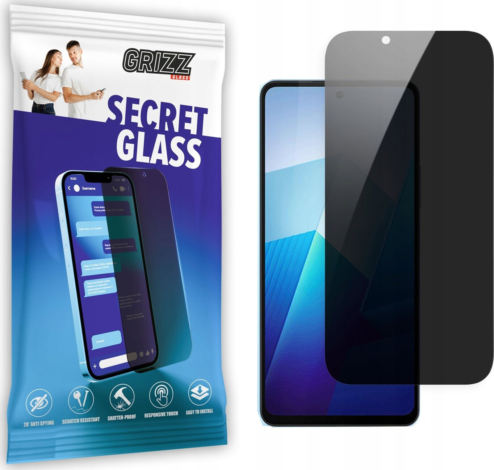 GrizzGlass Szkło prywatyzujące GrizzGlass SecretGlass vivo iQOO Z7x