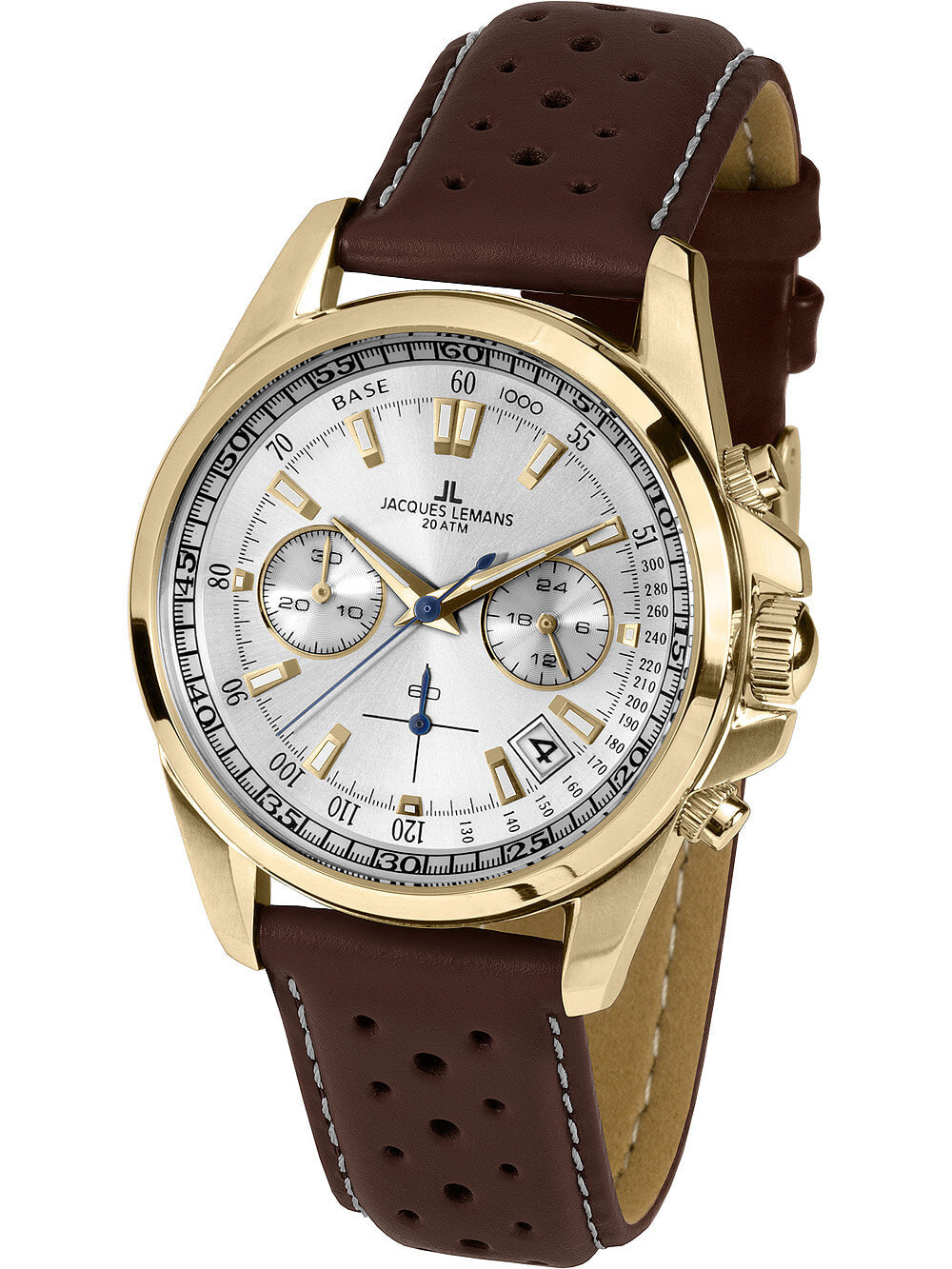 Мужские наручные часы с коричневым кожаным ремешком  Jacques Lemans 1-1830M Liverpool chrono 40mm 20ATM