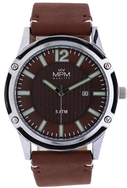 Мужские наручные часы с коричневым кожаным ремешком PRIM MPM Quality Race W01M.11272.C