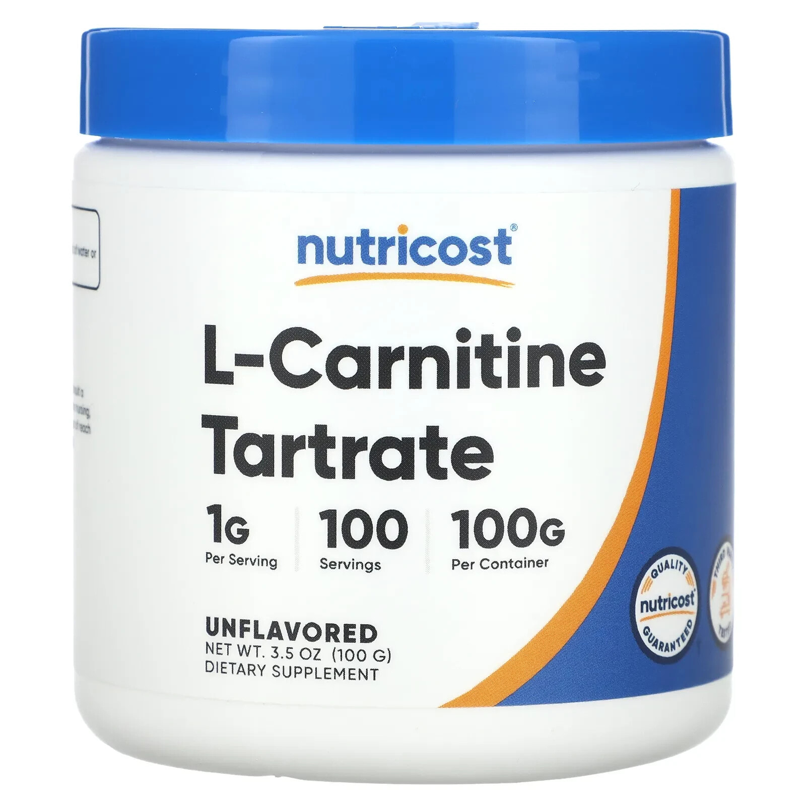 Nutricost, L-Carnitine Tartrate, Unflavored, 1 g, 8.8 oz (250 g)