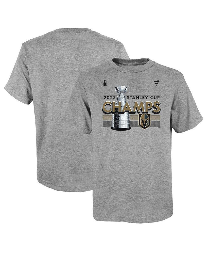 Fanatics big Boys Heather Gray Vegas Golden Knights 2023 Stanley Cup Champions Locker Room T-shirt