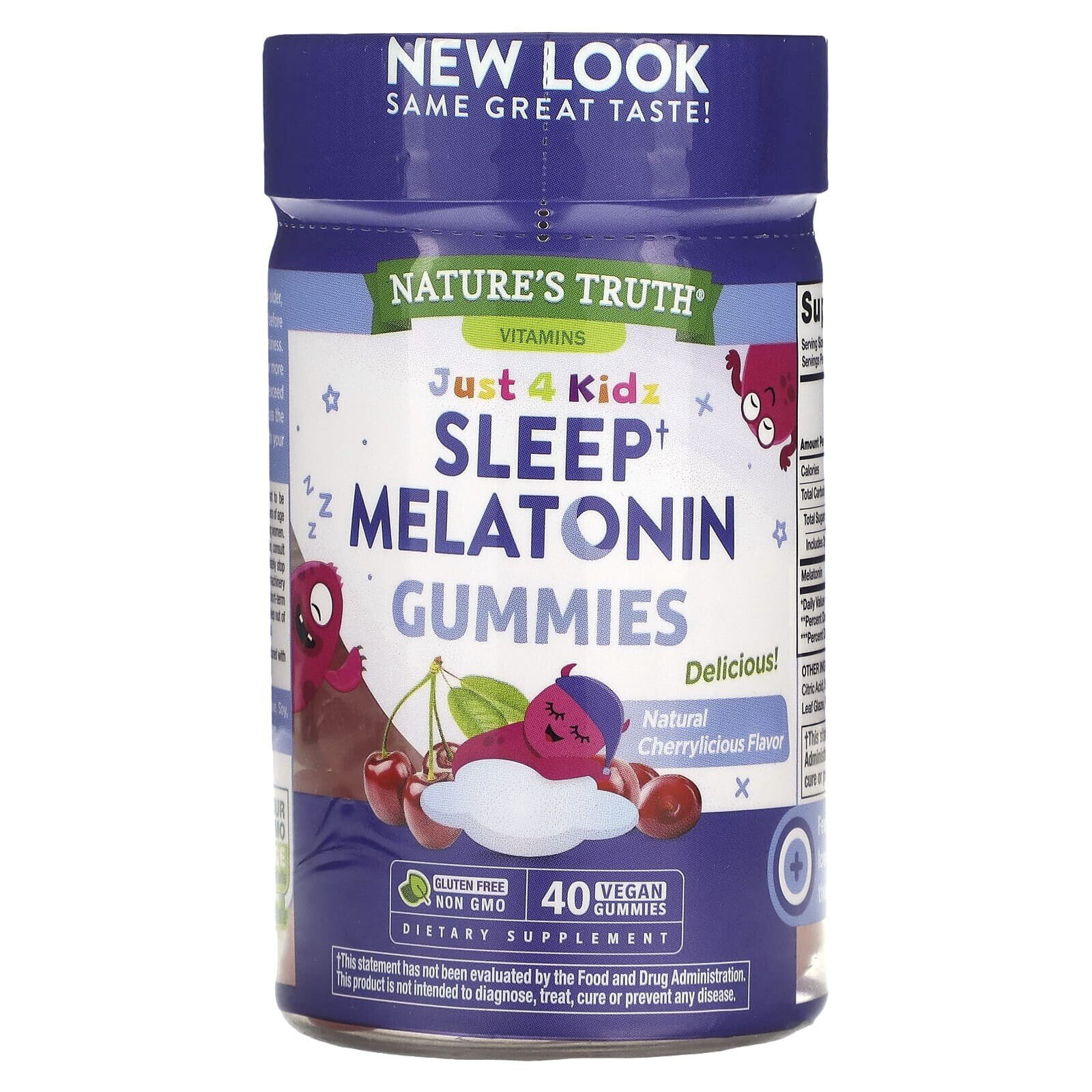 Just 4 Kids, Sleep Melatonin, Natural Cherrylicious, 40 Vegan Gummies