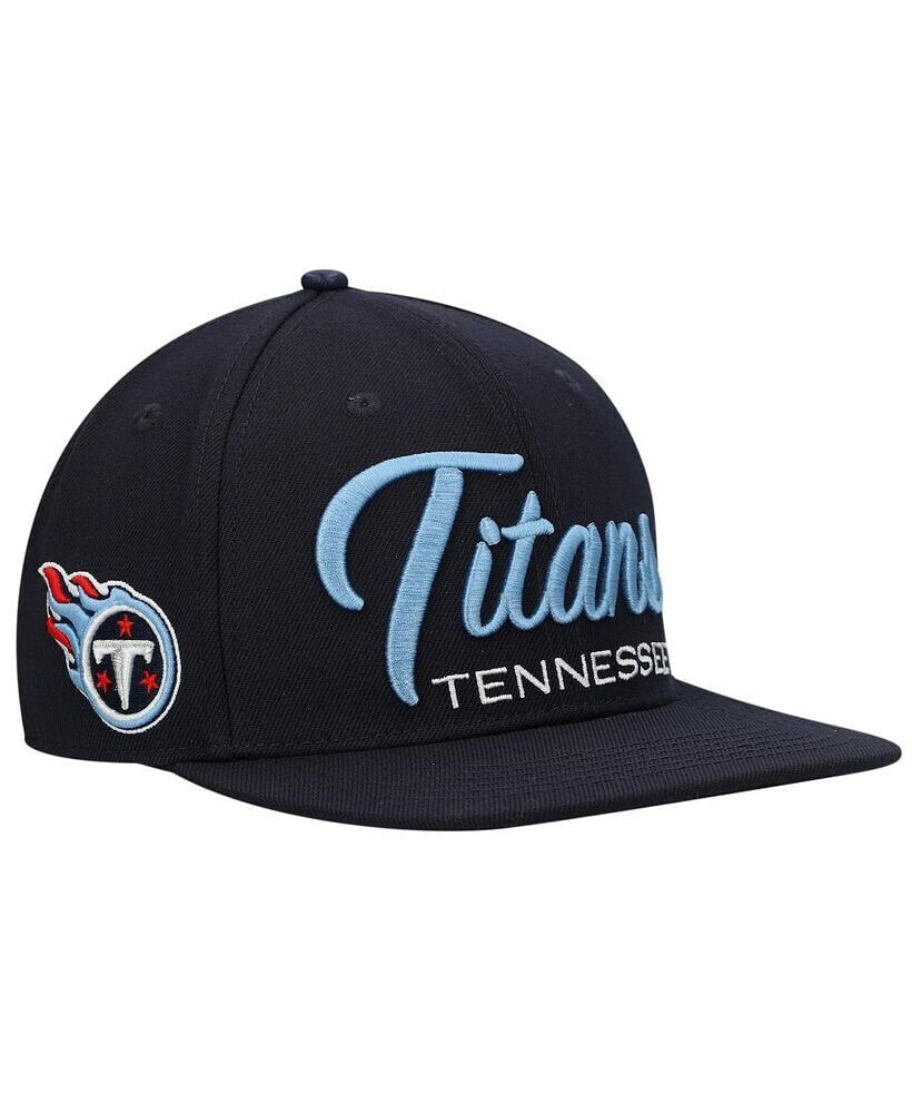 Men's Navy Tennessee Titans Script Wordmark Snapback Hat