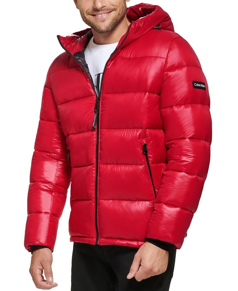 Calvin Klein men's High Shine Hooded Puffer Jacket