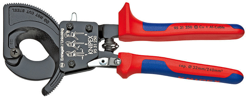Резак для кабелей по принципу трещоточного ключа Knipex 95 31 250 KN-9531250