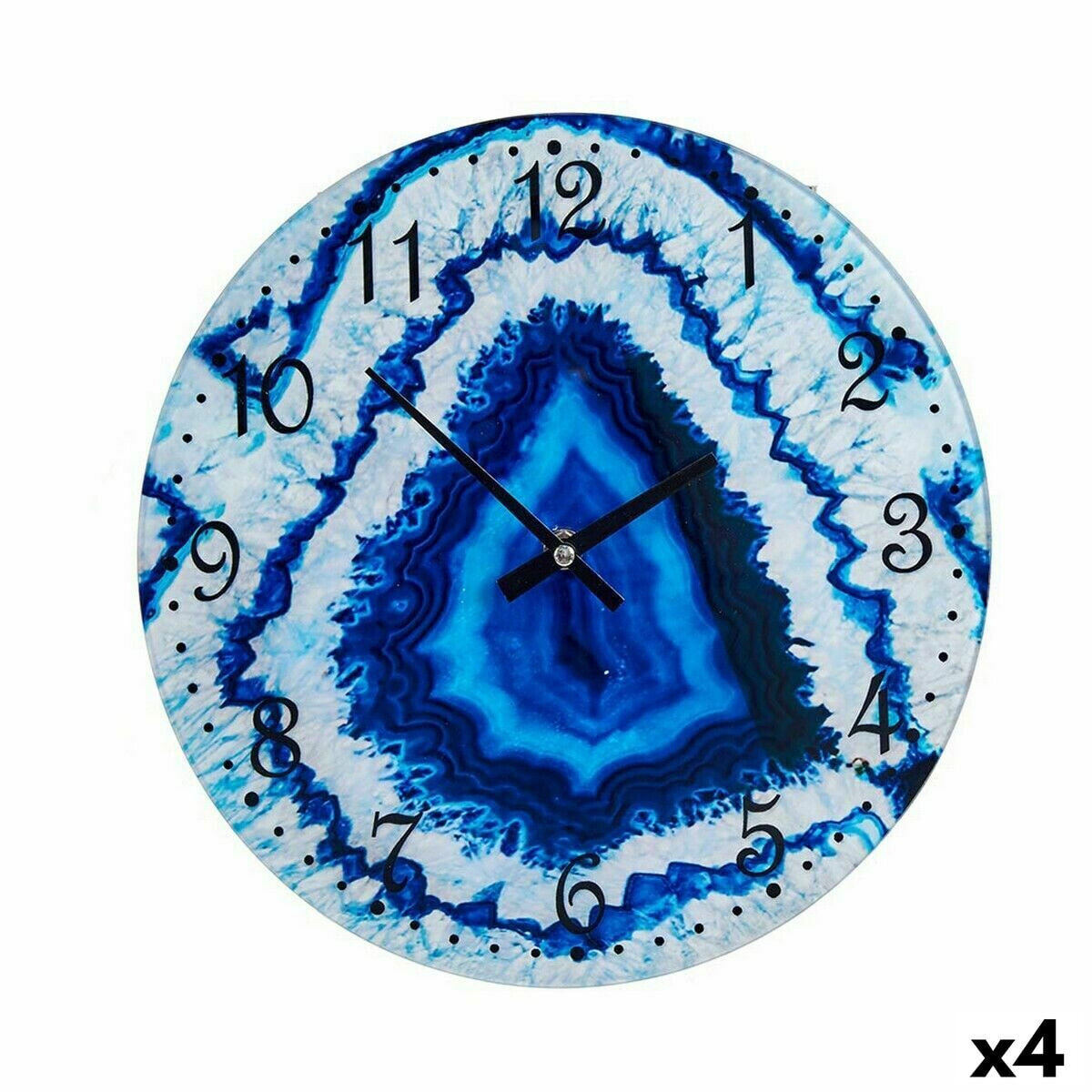 Настенное часы Мрамор Синий Стеклянный 30 x 4 x 30 cm (4 штук)