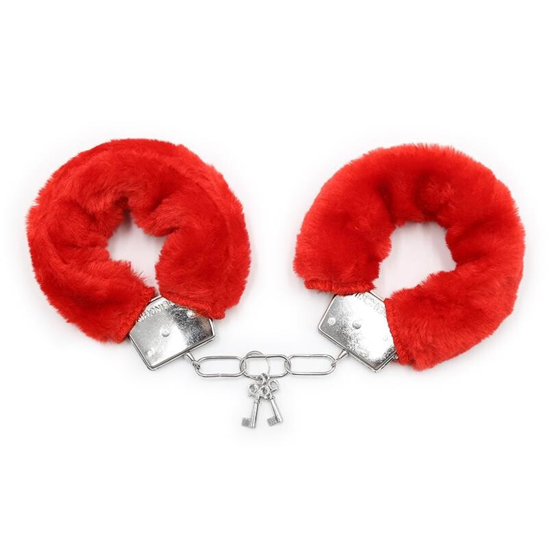 Наручники или фиксатор для БДСМ INTOYOU BDSM LINE Furry Metal Handcuffs Red
