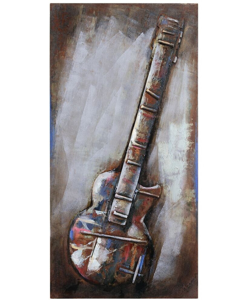 Empire Art Direct electric Guitar Mixed Media Iron Hand Painted Dimensional Wall Art, 48