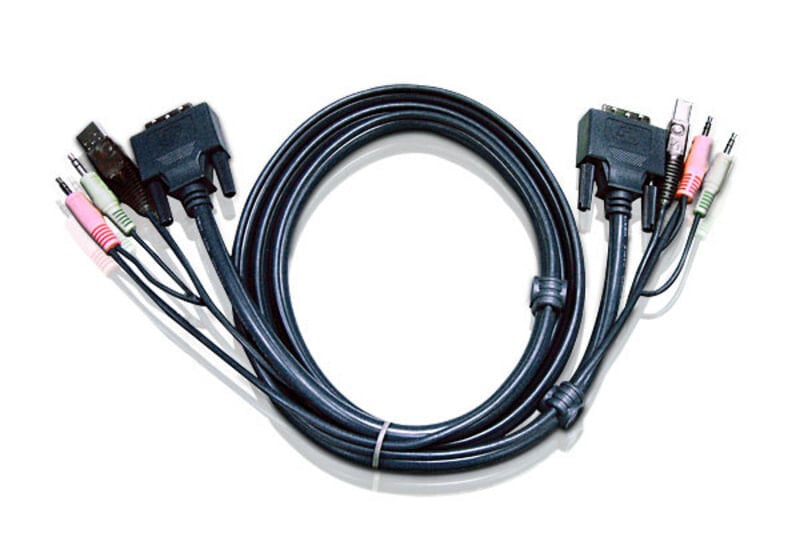 ATEN DVI-D USB KVM Cable 5m - 5 m - DVI-D - Black - USB Type-A/3.5mm/DVI-D - USB Type-B/3.5mm/DVI-D - Male