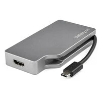 StarTech.com USB C Multiport Video Adapter w/ HDMI - VGA - Mini DisplayPort or DVI - USB Type C Monitor Adapter to HDMI 2.0 or mDP 1.2 (4K 60Hz) - VGA or DVI (1080p) - Space Gray Aluminum - USB Type-C - DVI output - HDMI output - 1 - VGA (D-Sub) output - 