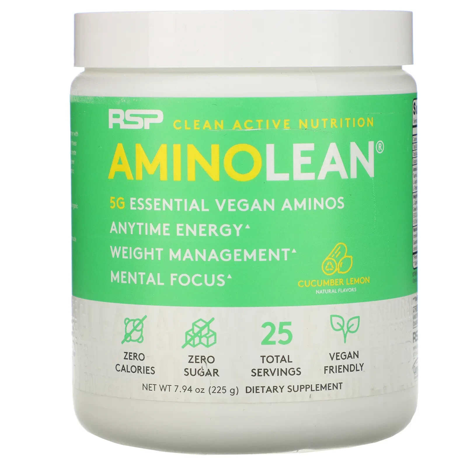 AminoLean, Essential Vegan Aminos, Cucumber Lemon, 7.94 oz (225 g)