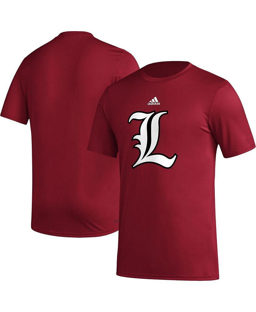 adidas men's Red Louisville Cardinals Basics Secondary Pre-Game AEROREADY T-shirt