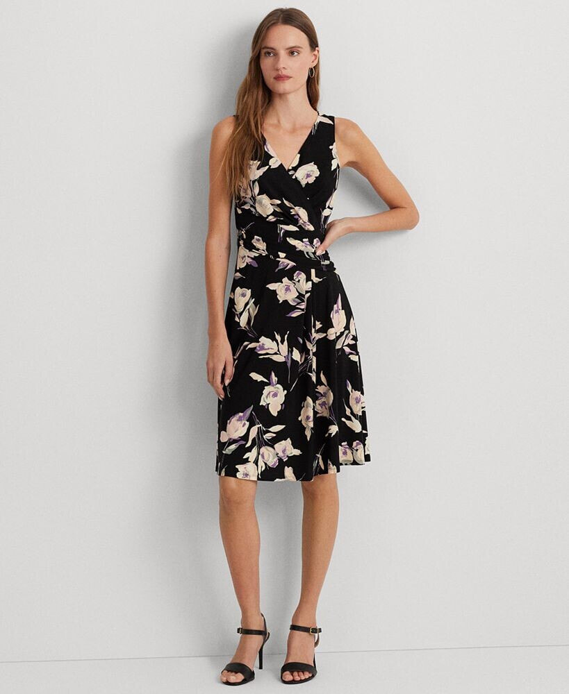 Lauren Ralph Lauren women's Floral Surplice Jersey Sleeveless Dress