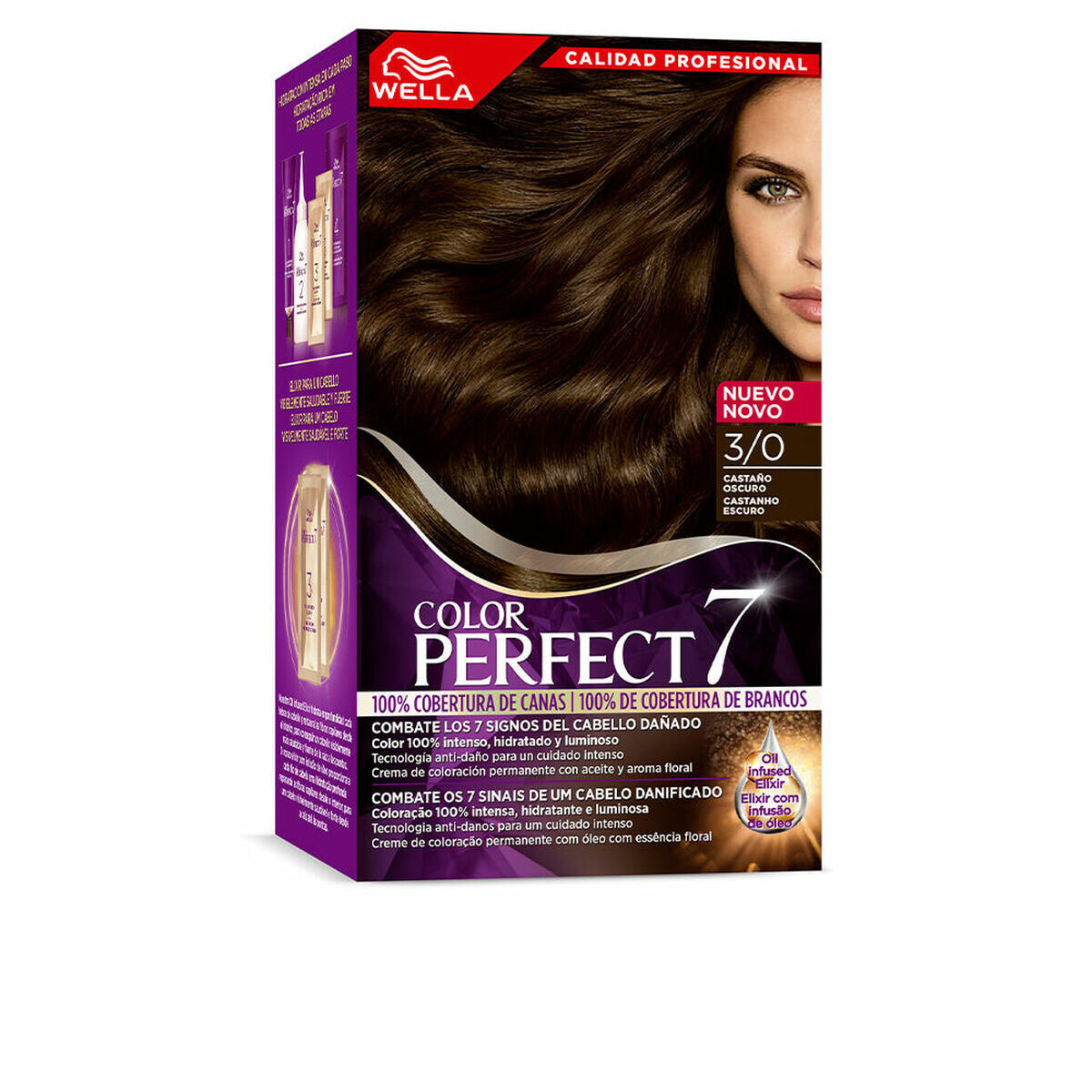 Постоянная краска Wella Color Perfect 7 Nº 3/0 Седые волосы Темно-каштановый 60 ml